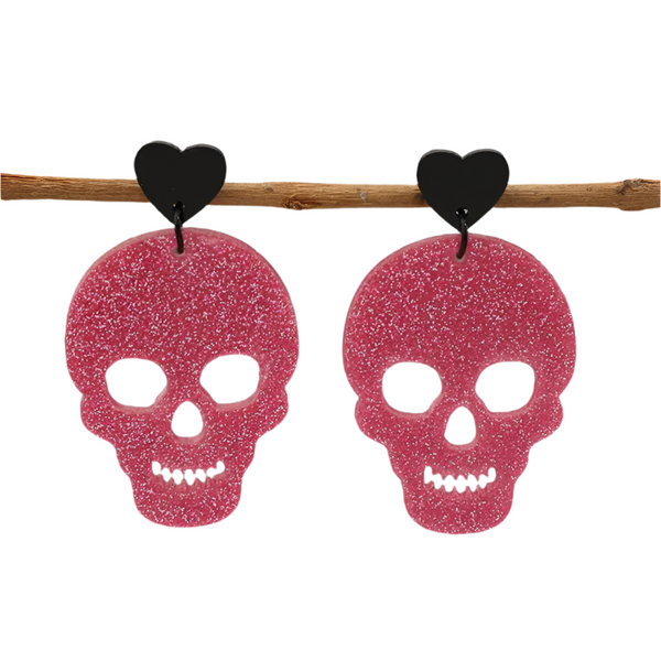 Veile Studios Acrylic Skeleton & Heart Earrings