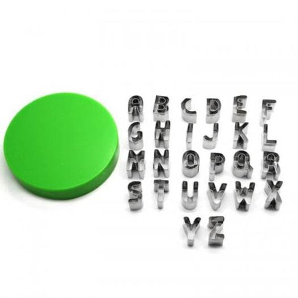 26Pcs English Letters Stainless Steel Cake Mould Home Kitchen Baking Tools Silver Cookie Cutters