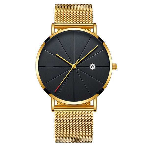 Veile Studios Simple Calendar Watch For Men Waterproof Quartz Creative Design Stainless Steel Watches