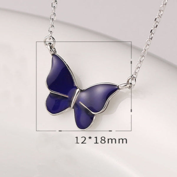 S925 Sliver Color-Changed Butterfly Necklace Fashion Novelty Jewelry