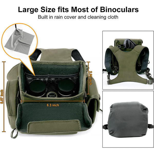 Nylon Binocular Chest Pack Foldable Multi Pocket For Outdoors & Hiking Telescope Mounts