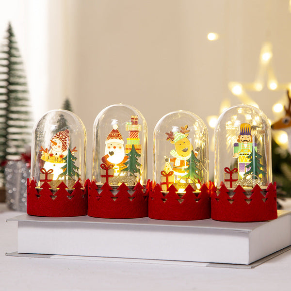 Christmas Decoration Led Wooden Figurine Cartoon Santa And Reindeer Window Display Seasonal Decorations