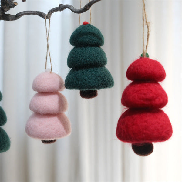 Christmas Mini Three Layer Felt Tree Ornament For Holiday Decoration Diy Craft Hanging Seasonal Decorations