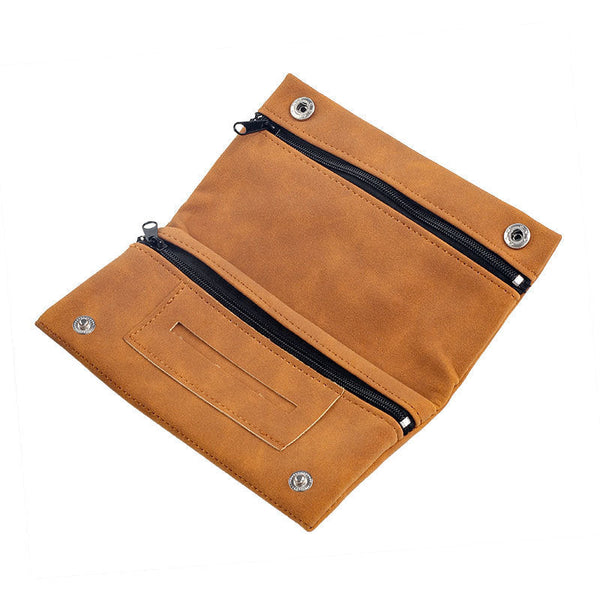 Handmade Brushed Leather Cigar Bag: Foldable Multifunctional Holds Lighter & Tobacco (Moisturizing) Bags