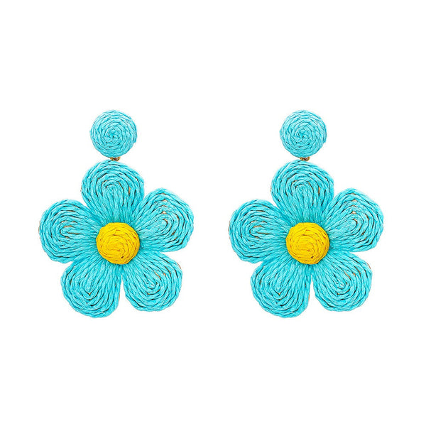 Veile Studios Grass Hemp Thread Handmade Flower Bohemian Beach Style Earrings