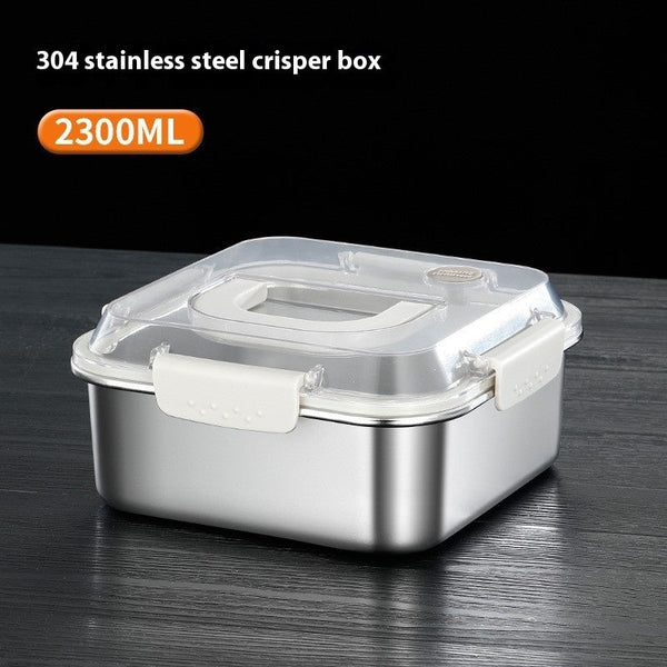 304 Stainless Steel Crisper Square Lunch Box With Handle For Kitchen Storage Lunchboxes