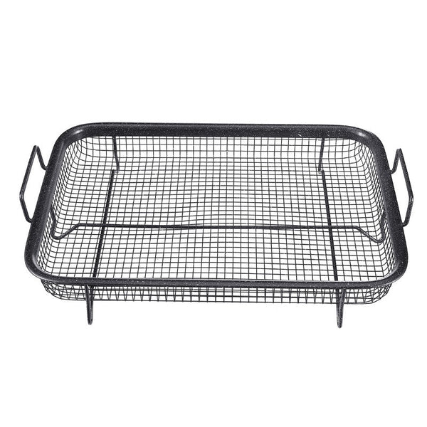 Black Non Stick Mesh Pan Oven Baking Grill Tray Basket Barbecue Accessories