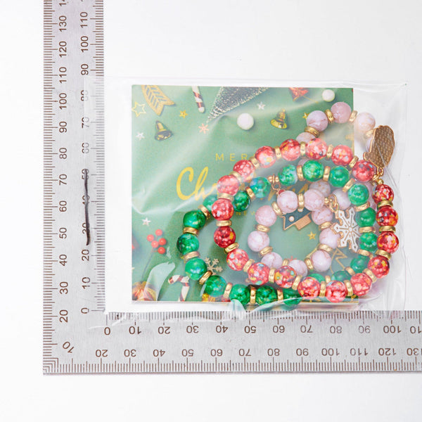 Creative Colorful Santa Claus Snowman Reindeer Beaded Stackable Bracelet Fashion Gift Bracelets
