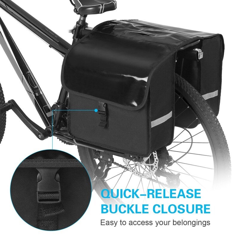 28L Water Resistant Bicycle Rear Seat Carrier Bag Rack Trunk Bags Bike Commuter Pannier