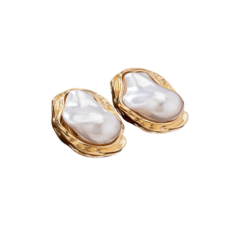 Retro Shaped Imitation Pearl For Women Exaggerated Personalized And Fashionable Design Earrings