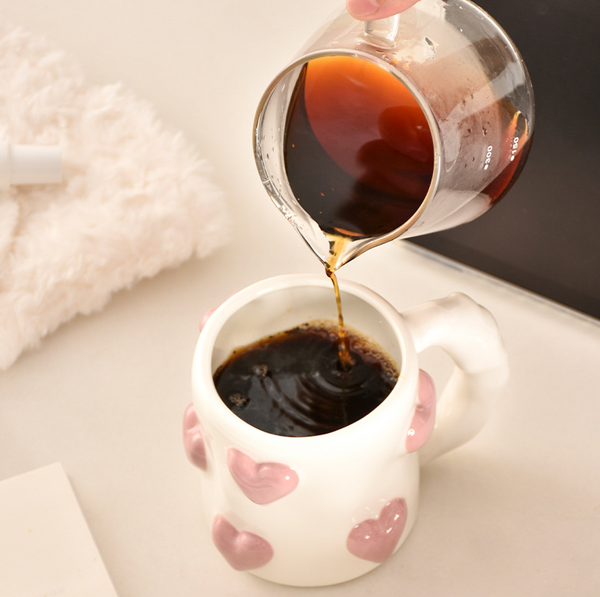 Peach Heart Ceramic Cup High Beauty Pink Girl Mug Couple Water Home Coffee Mugs