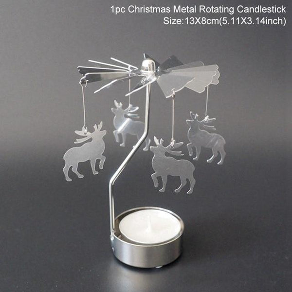 Rotating Metal Tealight Candle Holder Christmas Table Decor Candle Holders & Accessories