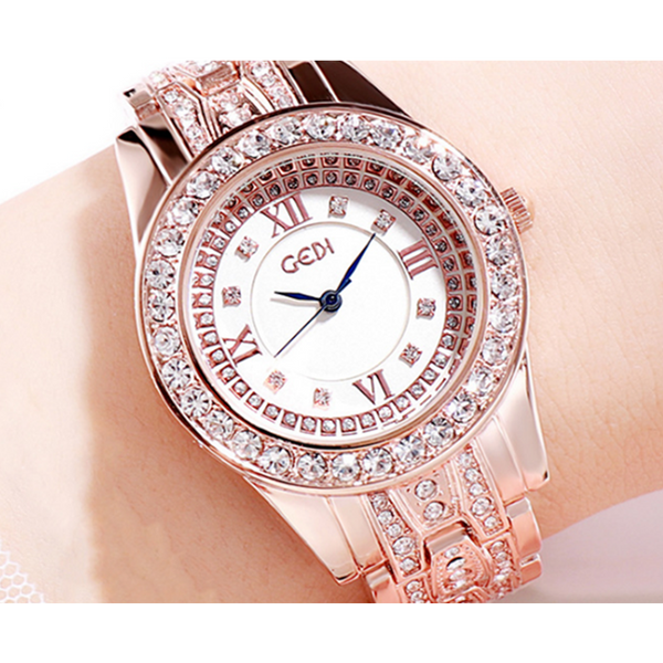 Veile Studios 2954 Casual Ladies Quartz Steel Band Watch Shiny Waterproof Trend Fashion All Match Watches