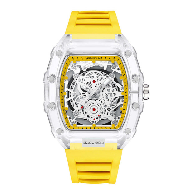 Cross Border Watch Unique Barrel Shaped Quartz Fashion Transparent Men's Waterproof Wristwatch Watches