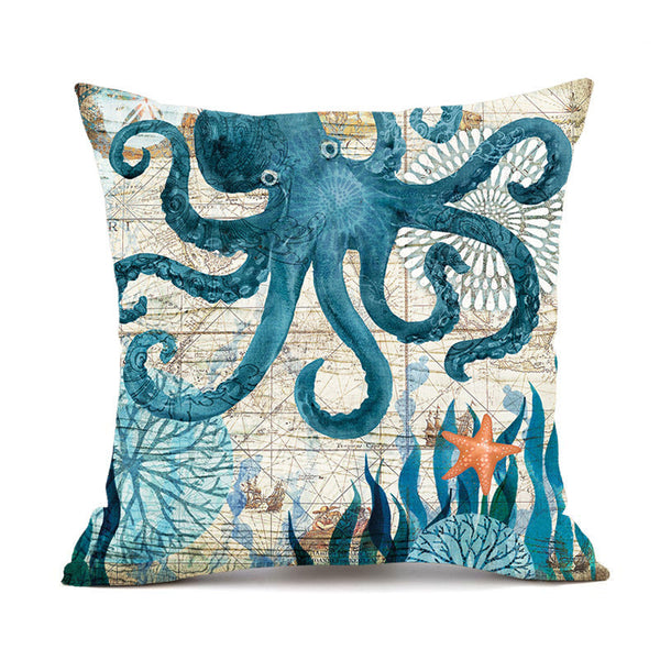Cushion Covers Sea Printed Throw Pillow Cases For Home Decor Sofa Chair Seat Cushions & Decorative Pillows