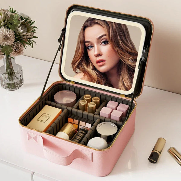 Light Up Box Vanity Organizer Portable Makeup Bag Mirror With Led Makeup Bags & Cases