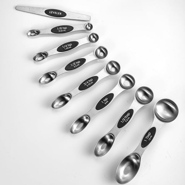 Kitchen Stainless Steel Mag Netic Suction Double Head Measuring Spoon 8 Set Measuring Cups Jugs & Spoons
