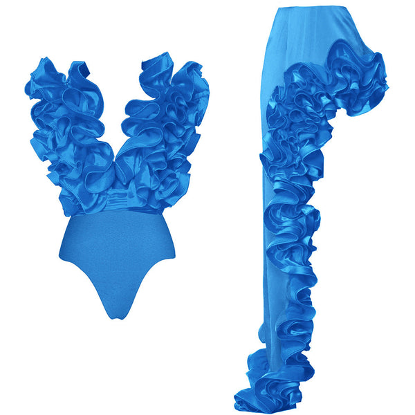 Swimsuit Women's Lace V Neck Irregular Skirt Set Swimwear