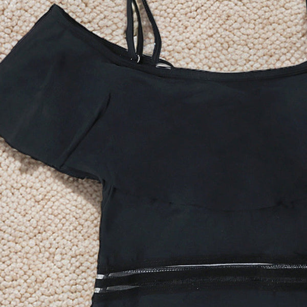 One Piece Swimsuit Women Shoulder  High Waist Bikini Swimwear