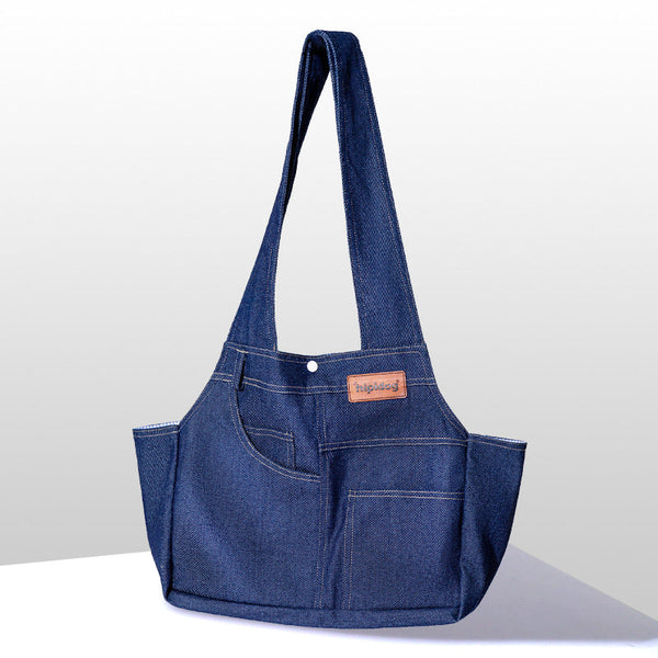 Dog Casual Denim Pocket Style Pet Carrier Backpack Large Capacity Crossbody Bag For Cats And Dogs Pet Transport