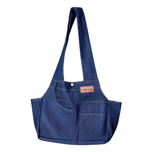 Dog Casual Denim Pocket Style Pet Carrier Backpack Large Capacity Crossbody Bag For Cats And Dogs Pet Transport