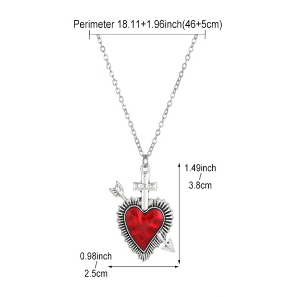 New Heart And Sword Necklace Punk Vintage Red Crystal Couple Necklaces For Women Men Boyfriend Girlfriend Gifts Necklaces & Pendants