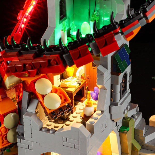 21348 Dragon And Dungeon Red Legend Led Lighting Toys Decorative Lights Gift Building Blocks
