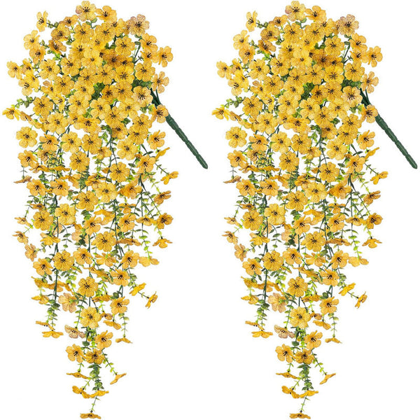 Purple Hanging Artificial Flowers Vines For Wedding Arch Home Garden Party Autumn Decor Fake Eucalyptus Plant 2 Pc Artificial Plants