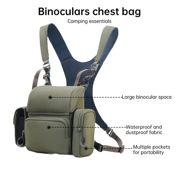 Nylon Binocular Chest Pack Foldable Multi Pocket For Outdoors & Hiking Telescope Mounts