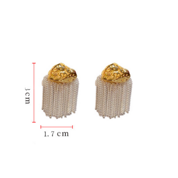 Veile Studios Personalized Metal Block Tassel With Silver Needles For Versatile Fashion Earrings