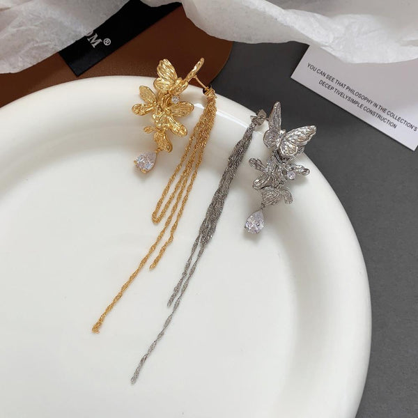 Veile Studios Temperament High End Butterfly Tassel For Women In Fresh And Sweet Style Earrings