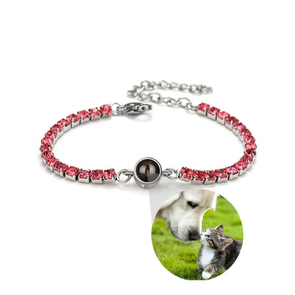 Customized Photo Projection Claw Chain Inlaid With Colored Diamonds Bracelet Women's Titanium Steel 100 Languages Bracelets