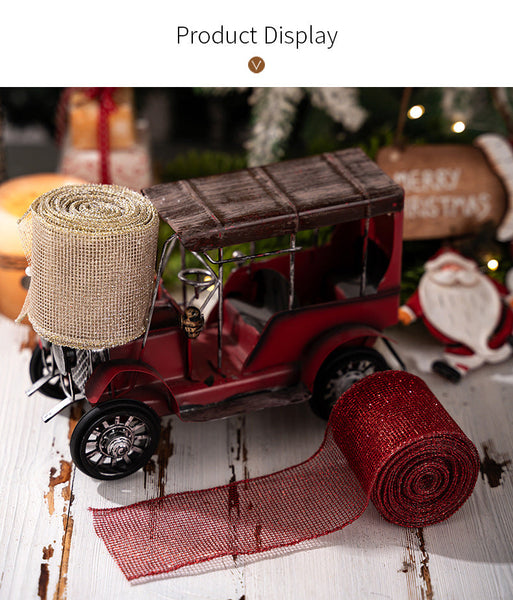 Christmas Tree Ribbon Roll Diy Decorative Bow Satin Red Tulle Gift Box Decoration Seasonal Decorations