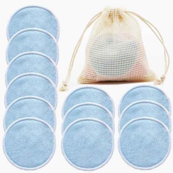 Reusable Bamboo Makeup Remover Pads Towel 12Pcs Washable Rounds Cleansing Facial Cotton Up Removal Tool Sponges Applicators & Cotton