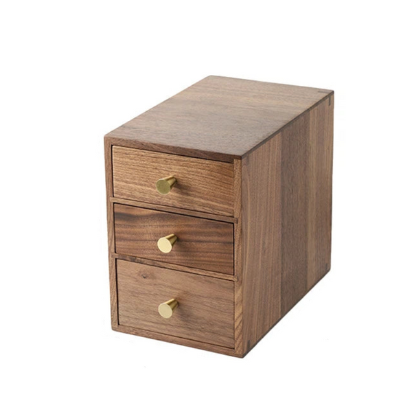 Solid Wood Drawer Desktop Storage Box Black Walnut Small Wooden Cabinet Storage Boxes