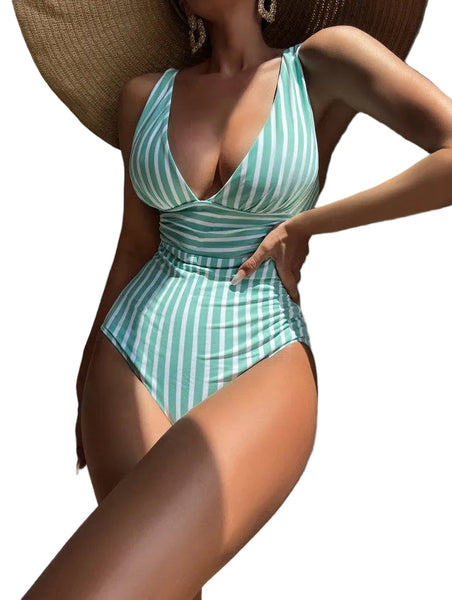 Jumpsuit  Striped Swimsuit Women's European And American Bikini Swimwear