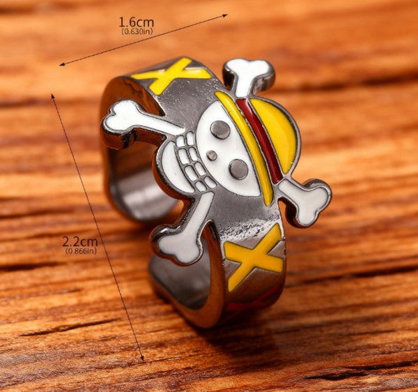 Anime Peripheral Skeleton Pirate Ship Flag Jewelry Ring Rings