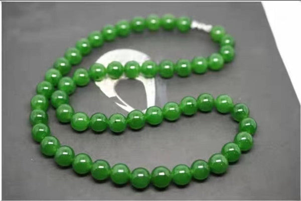 Hetian Biyu Necklace Spinach Green Jade Round Bead Style Taiwan Necklaces & Pendants
