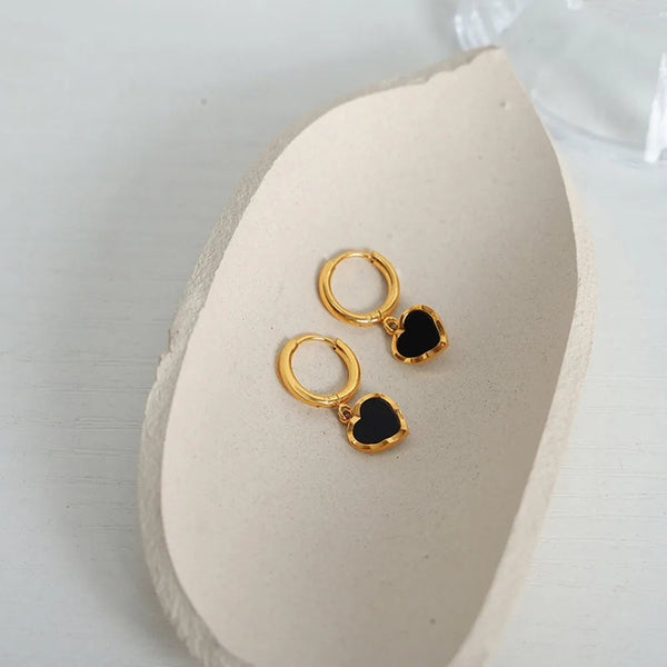 18K Gold Plated Heart Drop Earrings