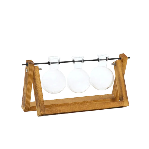 Plant Transparent Wooden Frame Vase Desktop Ornament Container Vases