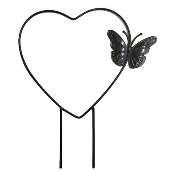 1Pc Plant Support Garden Stake Stand Round Vine Climbing Rack Ironheart Shaped Flower Trellis Frame Holder Plastic Decor Lawn Stakes