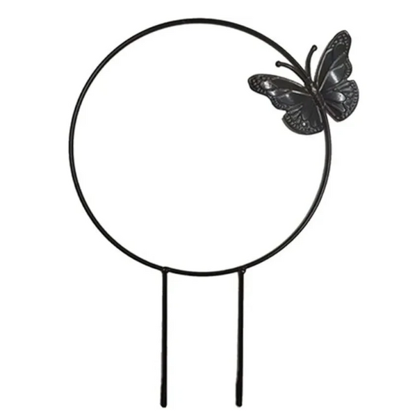 1Pc Plant Support Garden Stake Stand Round Vine Climbing Rack Ironheart Shaped Flower Trellis Frame Holder Plastic Decor Lawn Stakes