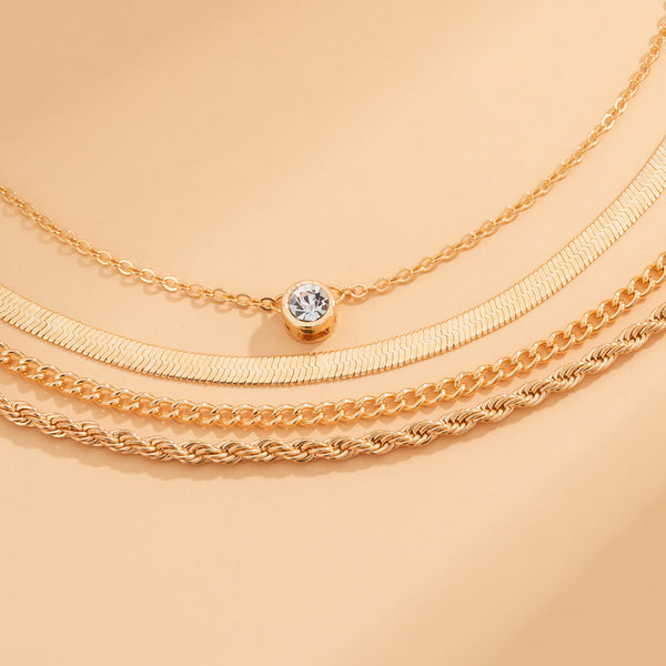 Veile Studios Retro Snake Bone Twist Chain Necklace With Rhinestone Pendant For Women Necklaces & Pendants