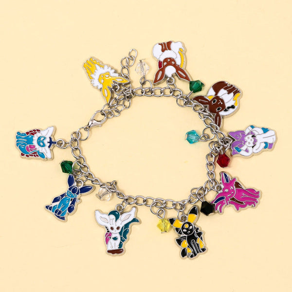 Pokeacutemon Eevee Bracelet With Nine Evolution Forms Pendant Anime Merchandise Jewelry Bracelets