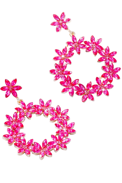 Rhinestone Flower Dangle Earrings