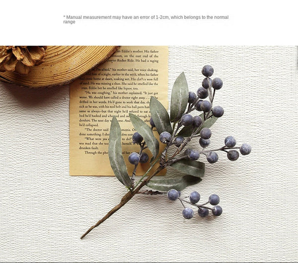 Santayuan New Artificial Berry Blueberry Branch Christmas Tree Decoration Wreath Vine Material Seasonal Decorations
