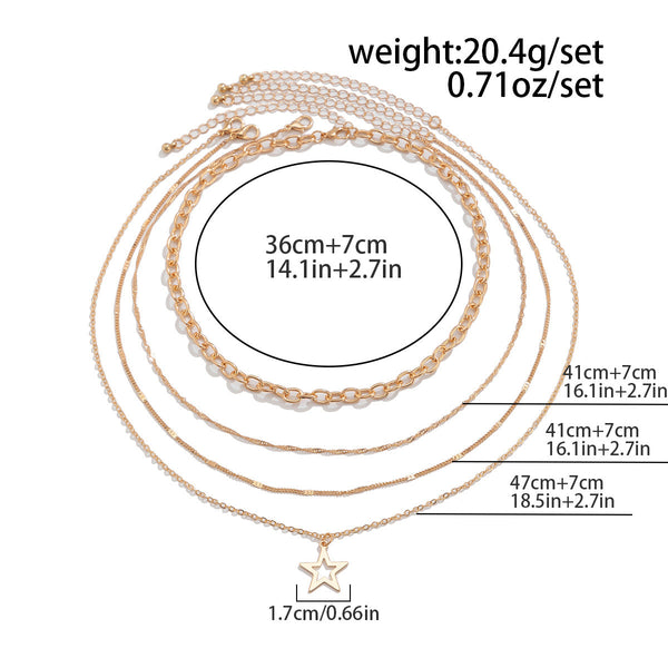 Personalized Pentagram Alloy Collarbone Chain Layered Necklace Set Necklaces & Pendants