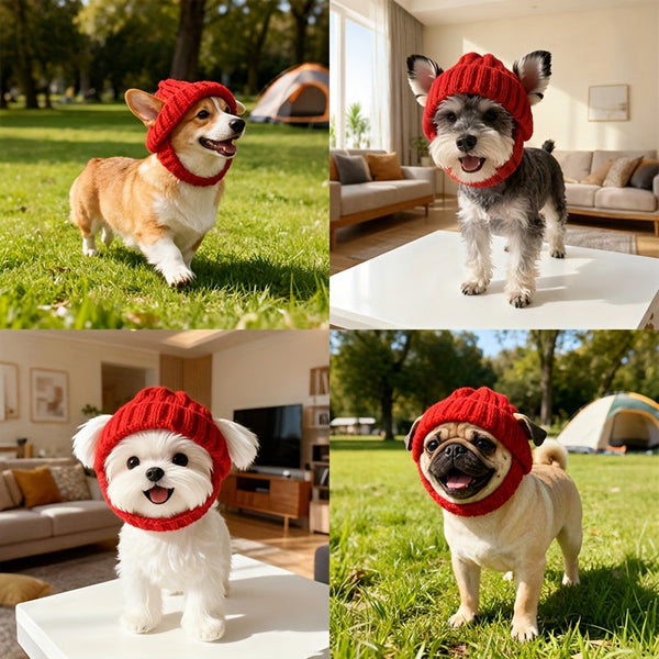 Autumn And Winter Warm Windproof Halloween Knitted Fighting Dog Hat Dog Clothing & Shoes