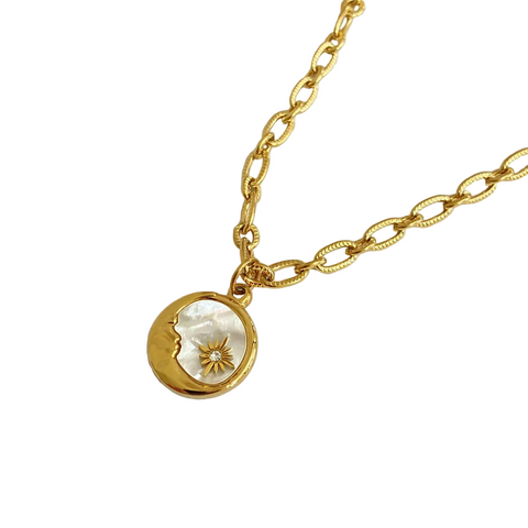 Titanium Steel Sun & Moon Necklace Necklaces & Pendants