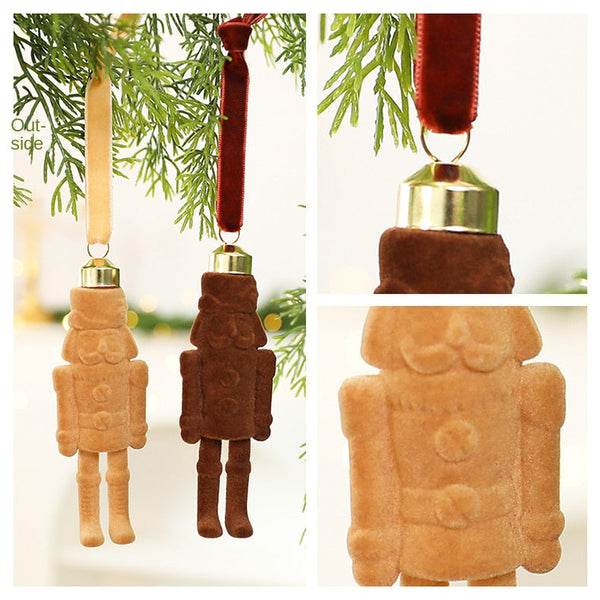 Santa Claus Velvet Nutcracker Ornament Christmas Fabric Tree Decorations Seasonal Decorations